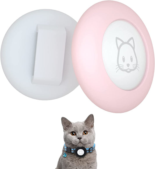 2022 Airtag Cat Collar Holder, Small Air Tag Cat Collar Holder Compatible with Apple Airtag GPS Tracker, 2Pack Waterproof Case Cover for Cat Dog Pet Collar within 3/8 Inch (Pink&White)